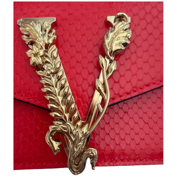 NWT Versace Virtus Red Python-Embossed Crossbody 2024 - Picture 2 of 6